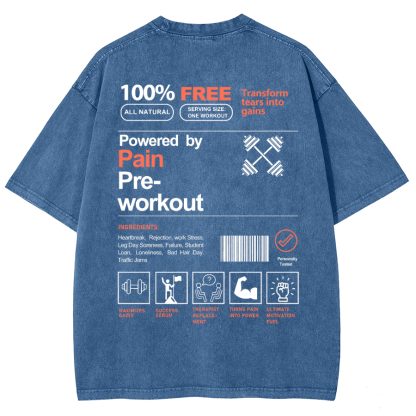 Powered By Painpre-Workout Unisex Fit Washed Oversized T-Shirt-moweekender