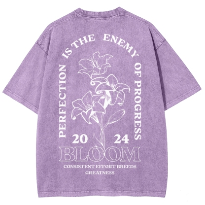 2024 Bloom Vintage Snowflake Washed T-Shirt-moweekender