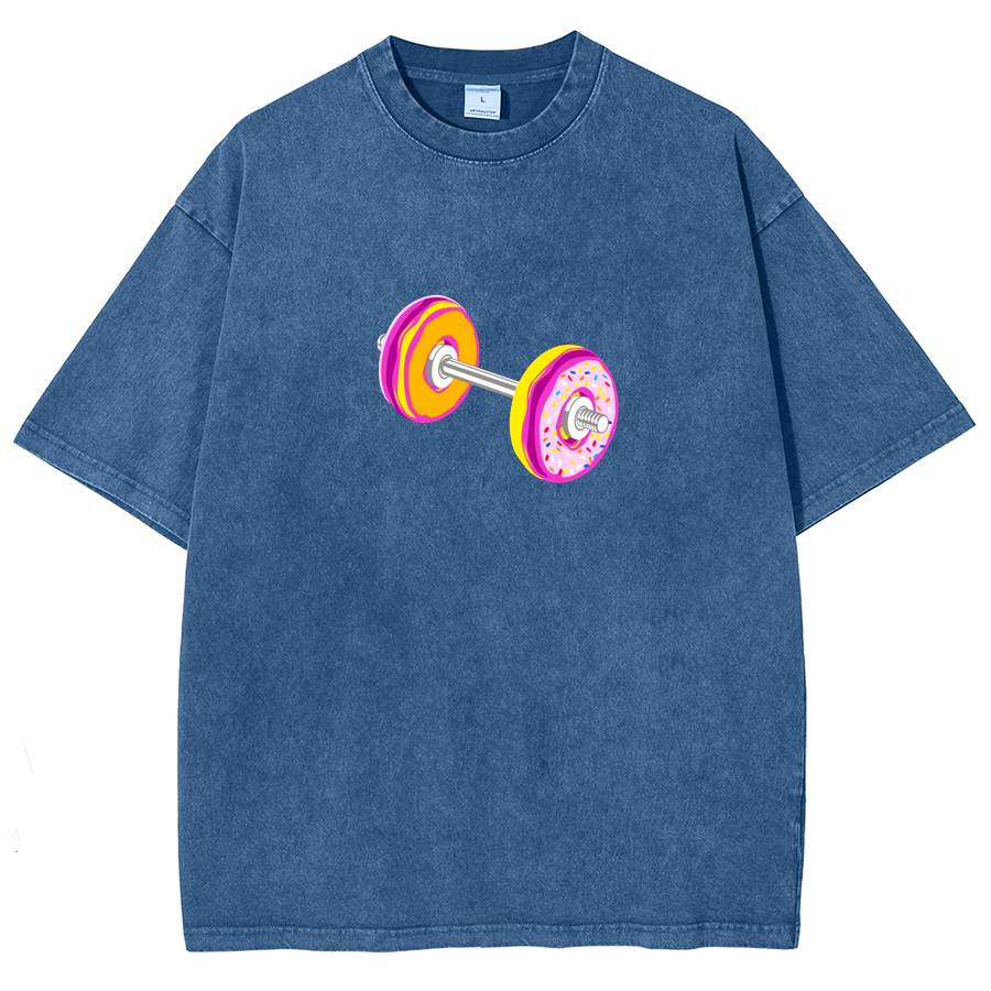 Barbell Donuts Unisex Washed T-Shirt-moweekender