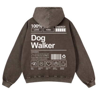 Dog Walker Printed Vintage Washed Hoodie-moweekender