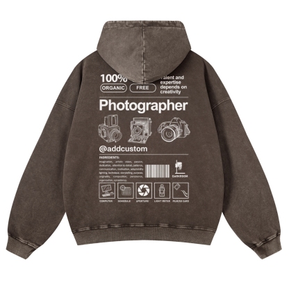 Photographer Addcustom Casual Washed Hoodie