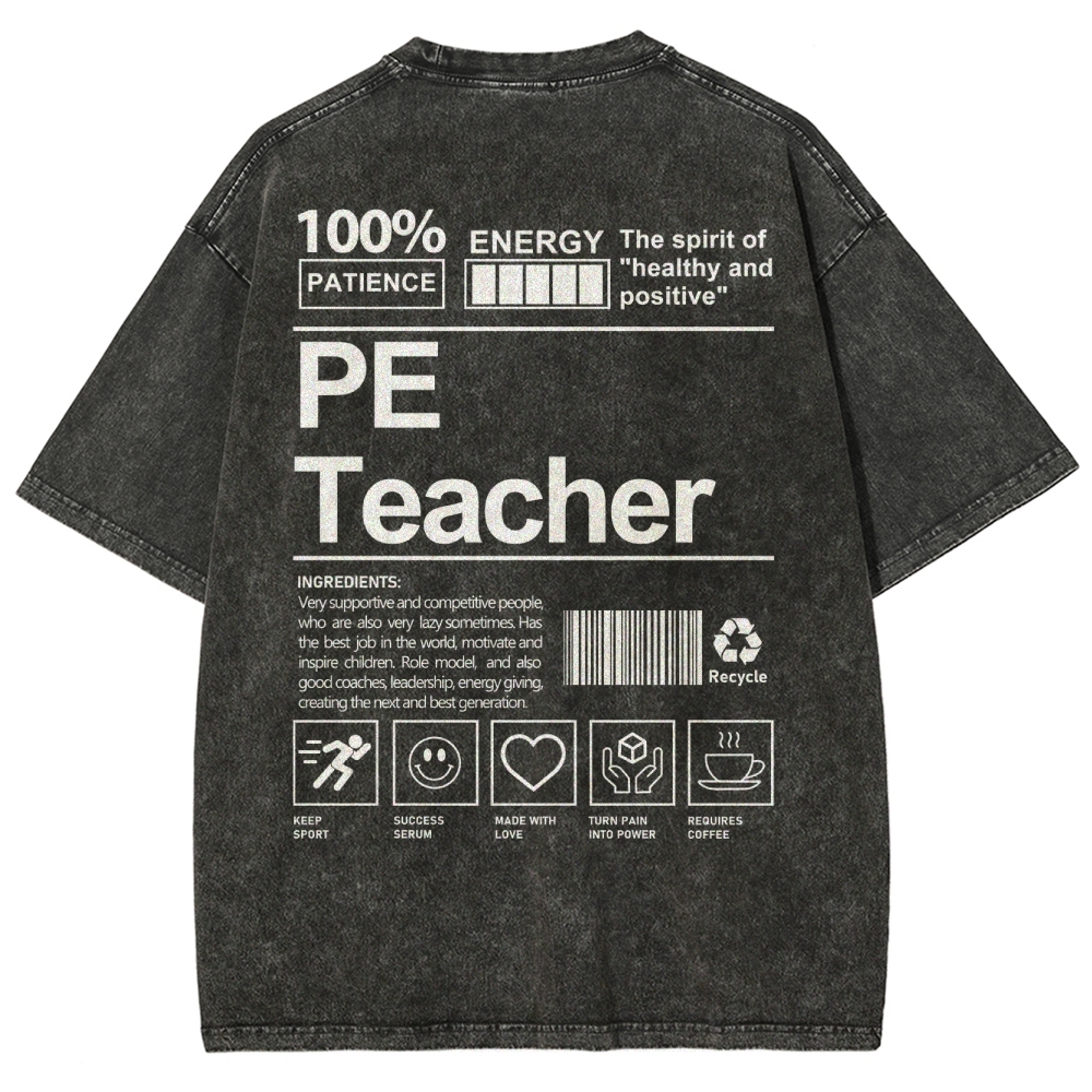 PE Teacher Unisex Fit Washed T-Shirt-moweekender