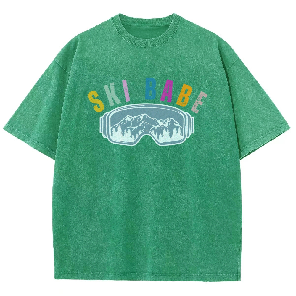 Ski Unisex Fit Washed T-Shirt-moweekender