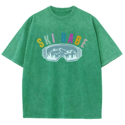 Ski Unisex Fit Washed T-Shirt-moweekender