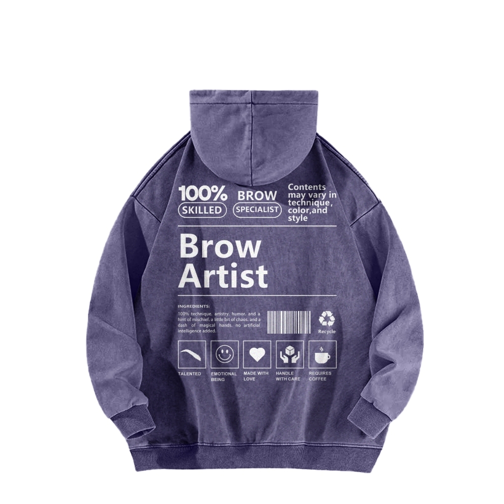 Brow Artist Casual Washed Hoodie-moweekender