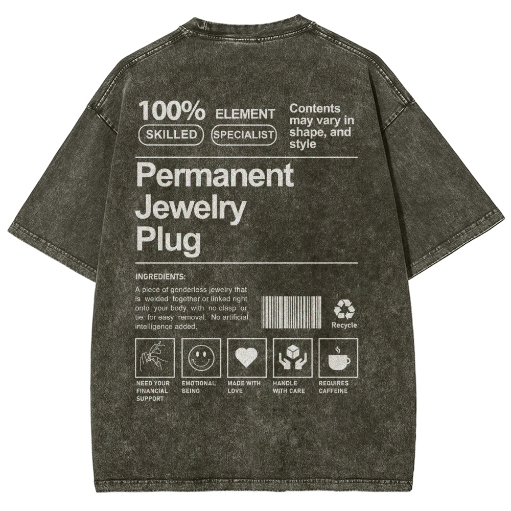 Permanent Jewelry Plug Unisex Fit Washed T-Shirt-moweekender