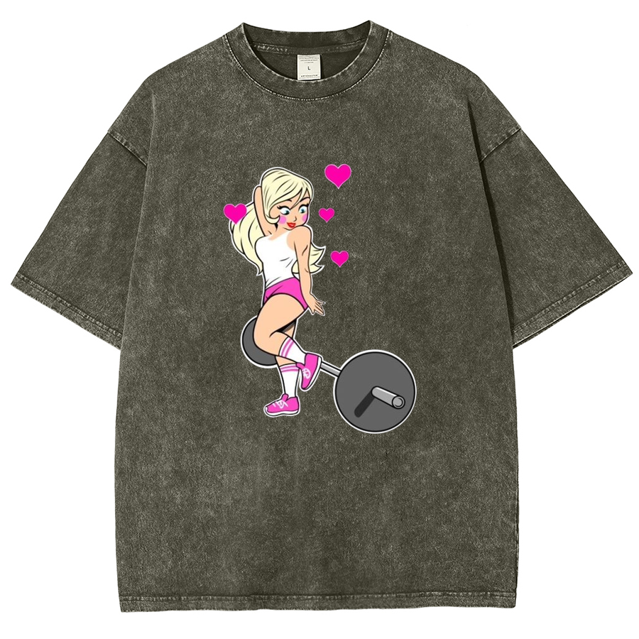 Barbell Love Girl Unisex Fit Washed T-Shirt-moweekender