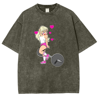 Barbell Love Girl Unisex Fit Washed T-Shirt-moweekender