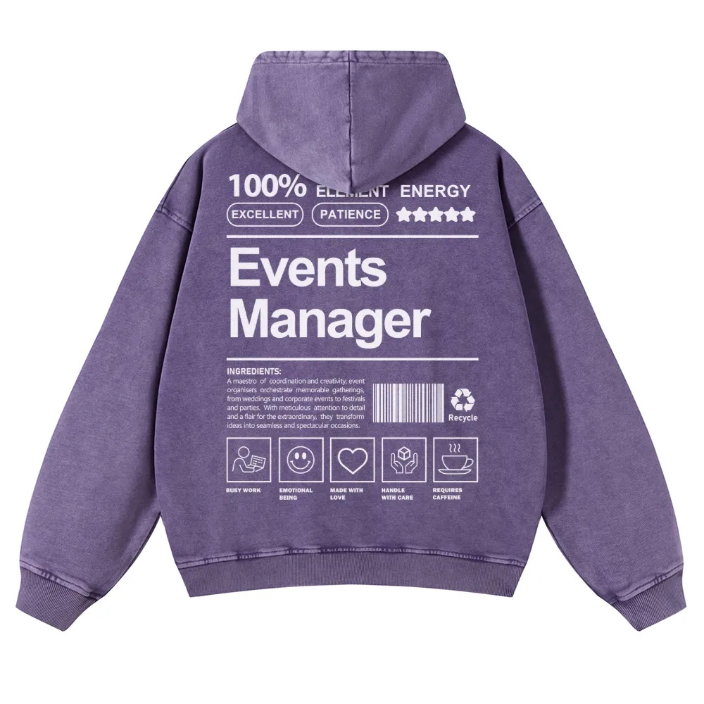 Events Manager Printed Vintage Washed Hoodie-moweekender