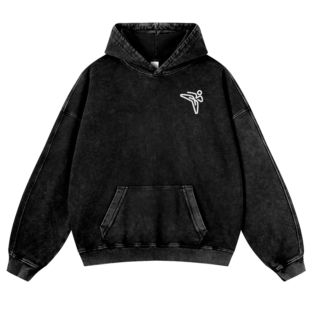 Taekwondo Printed Vintage Washed Hoodie-moweekender