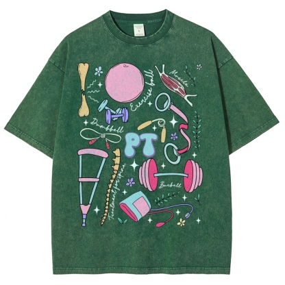 Physical Therapy Unisex Fit Washed T-Shirt-moweekender