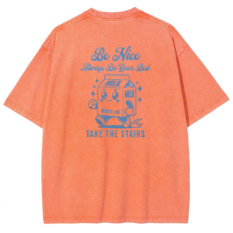 Be Nice Always Do Your Best Vintage Snowflake Washed T-Shirt-moweekender