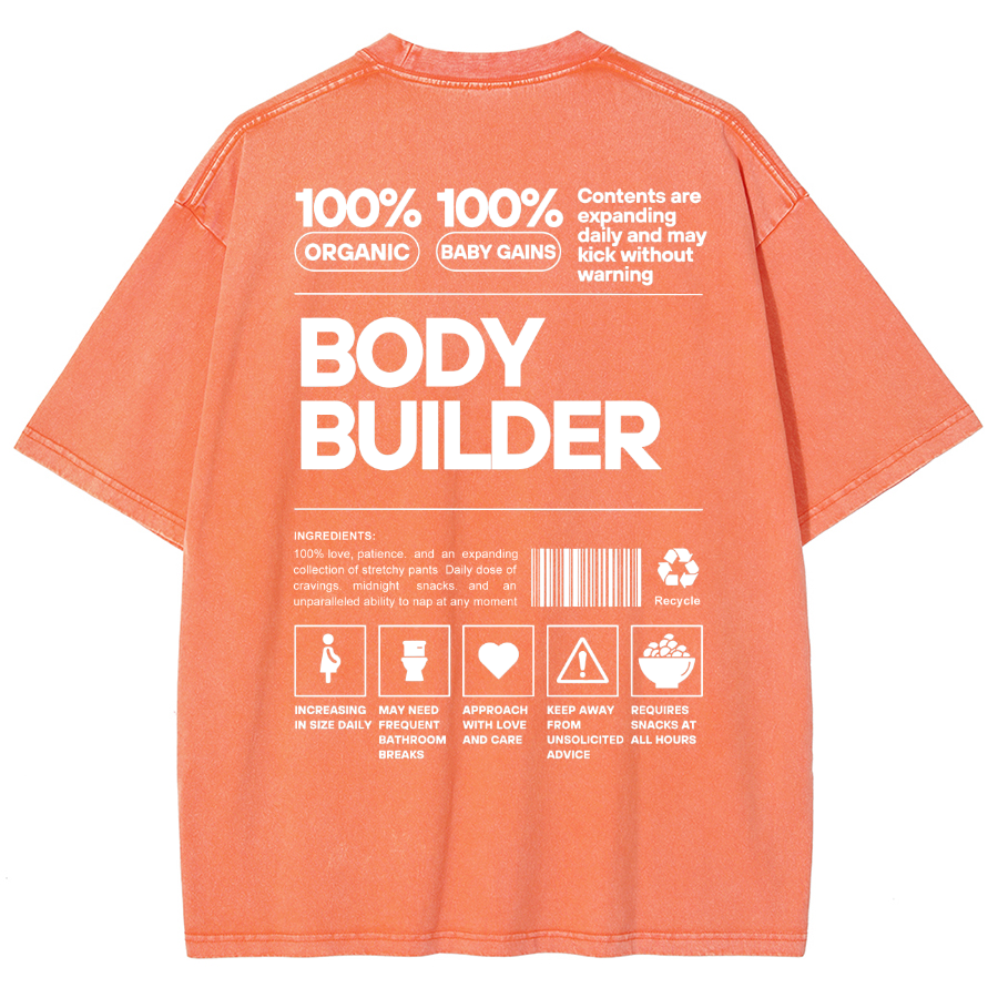 Body Builder Unisex Fit Washed T-Shirt-moweekender