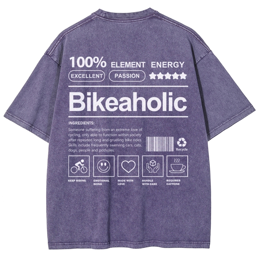 Bikeaholic Unisex Fit Washed T-Shirt-moweekender