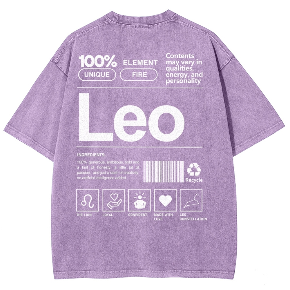 Leo Unisex Fit Washed T-Shirt