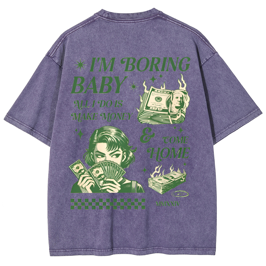 I'm Boring Baby Unisex Fit Washed Oversized T-Shirt-moweekender