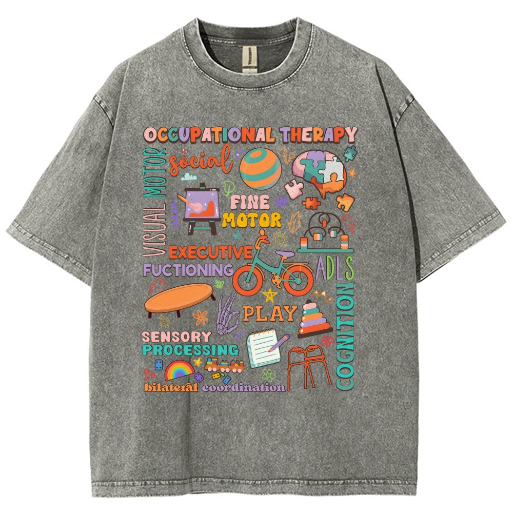 Occupational Therapist Unisex Fit Washed T-Shirt-moweekender