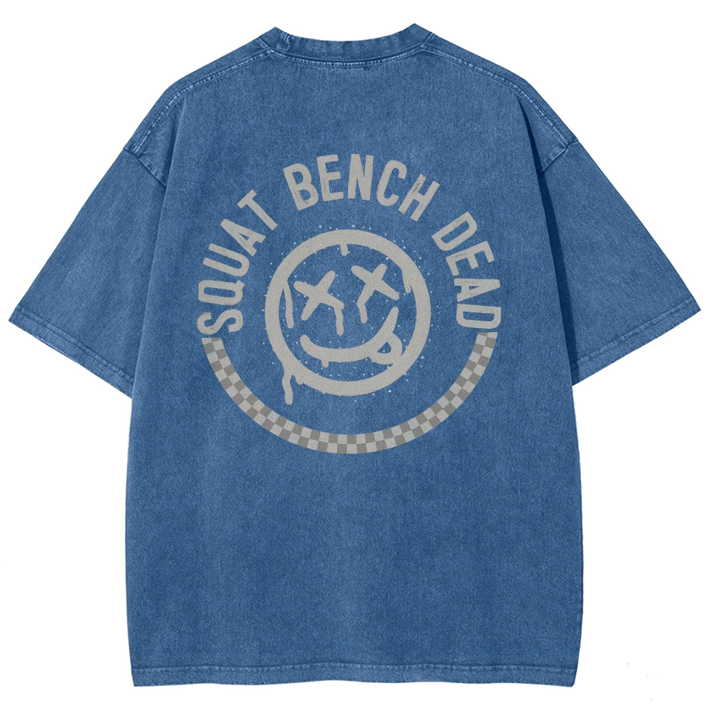 Squat Bench Dead Vintage Snowflake Washed T-Shirt-moweekender