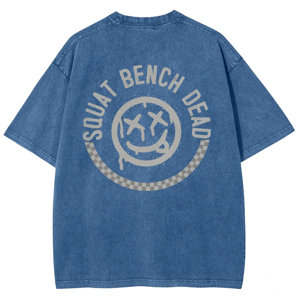 Squat Bench Dead Vintage Snowflake Washed T-Shirt-moweekender