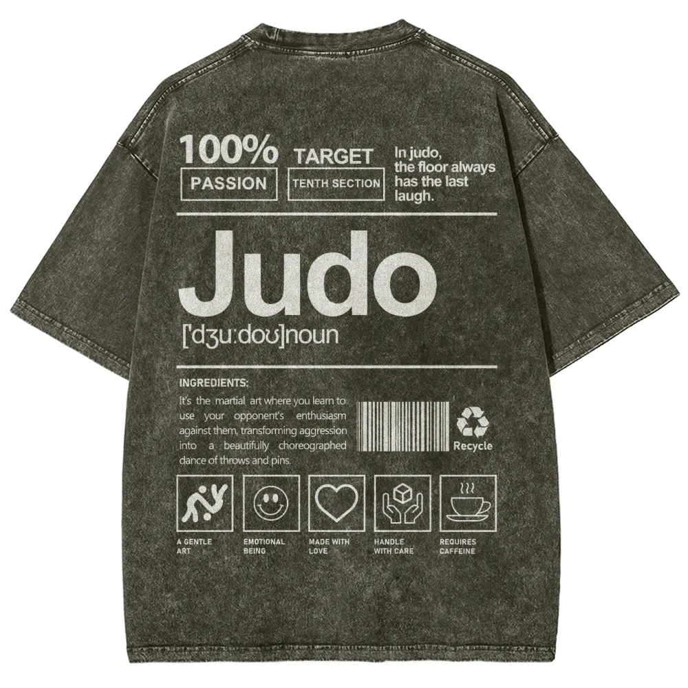 Judo Pattern Washed Vintage Short Sleeves T-Shirt-moweekender