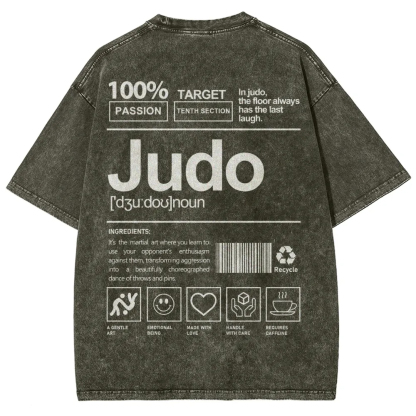 Judo Pattern Washed Vintage Short Sleeves T-Shirt-moweekender