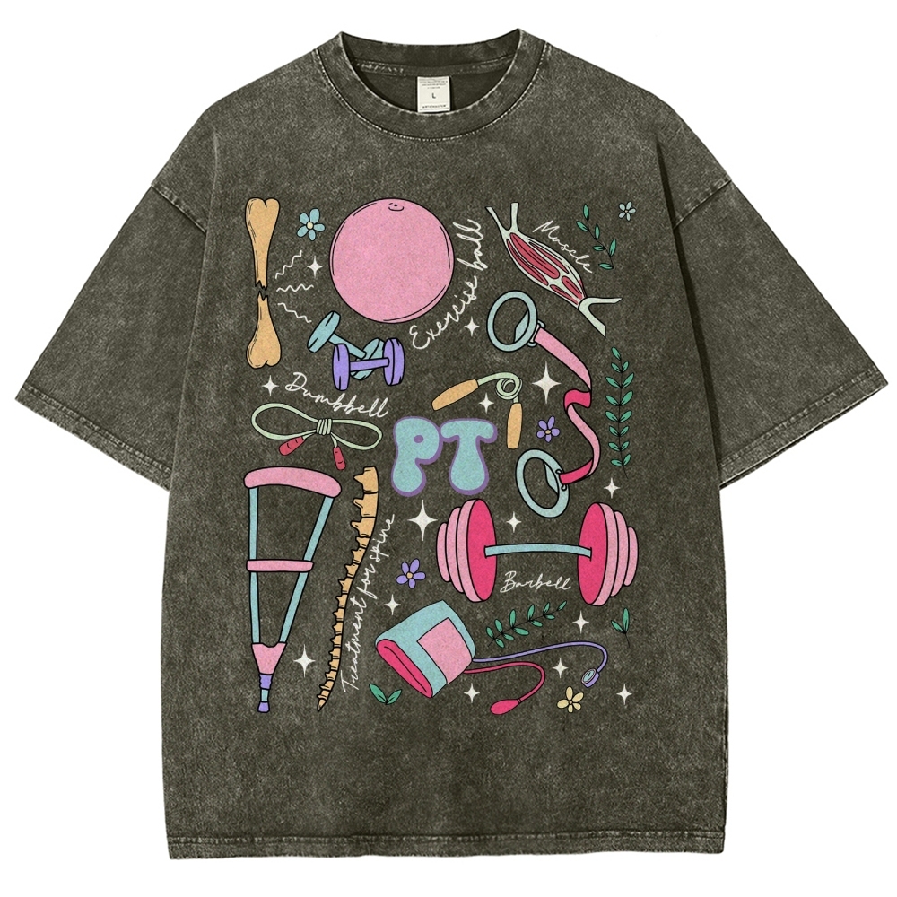 Physical Therapy Unisex Fit Washed T-Shirt-moweekender
