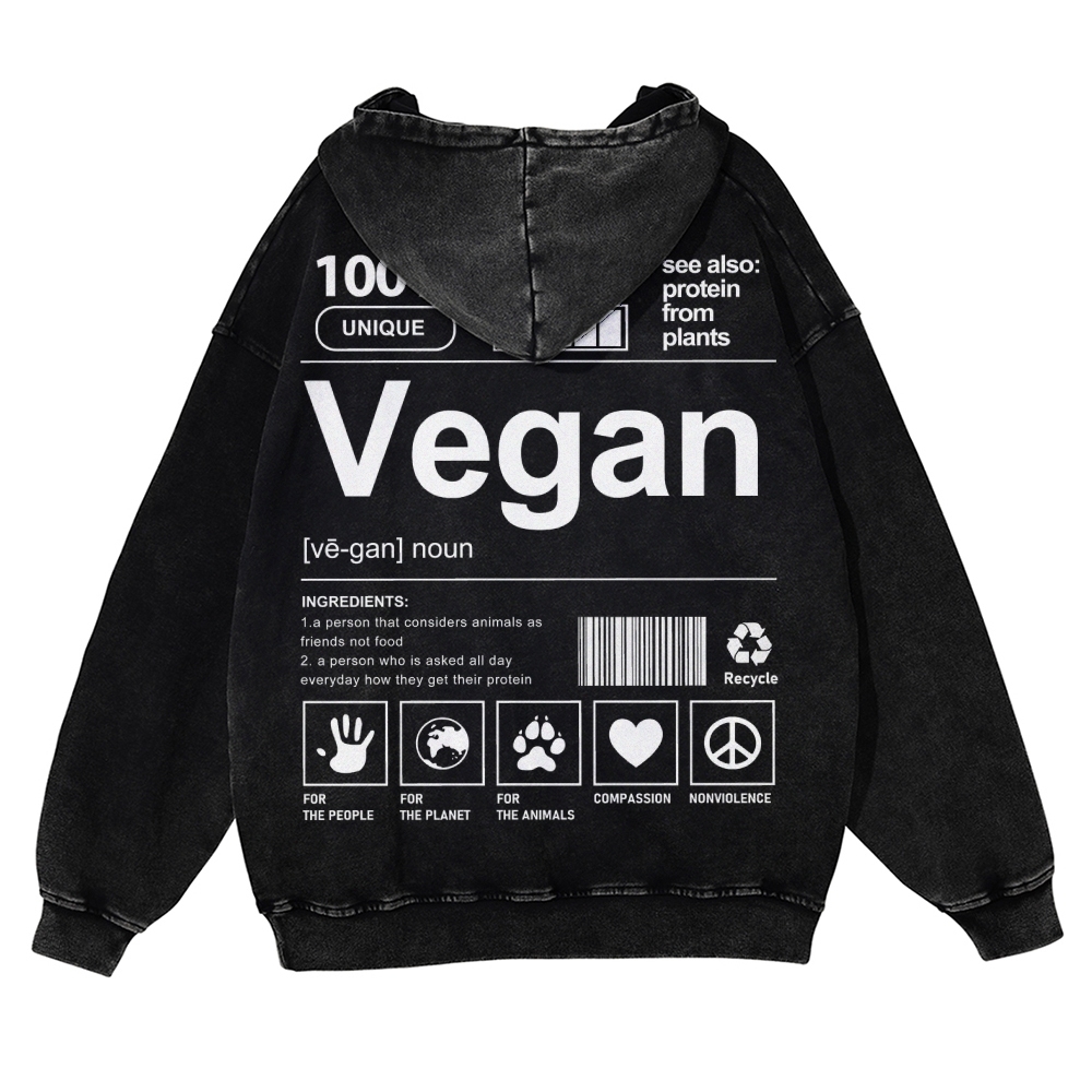 Vegan Printed Vintage Washed Hoodie-moweekender
