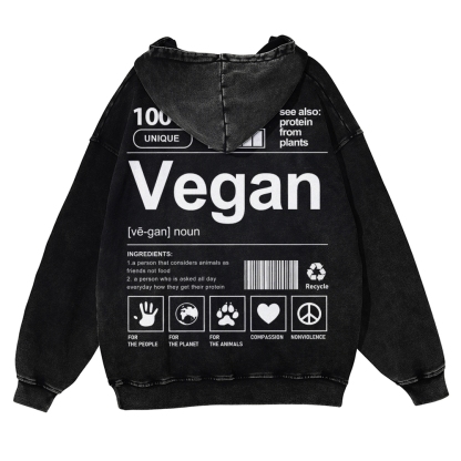Vegan Printed Vintage Washed Hoodie-moweekender