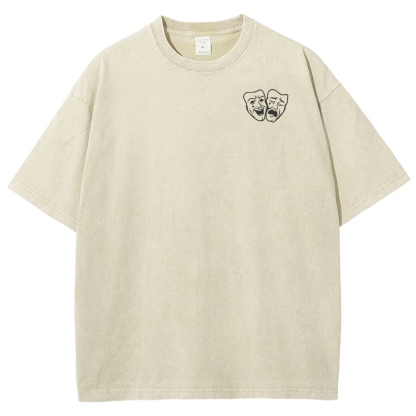 Comedian Pattern Washed Vintage Short Sleeves T-Shirt-moweekender