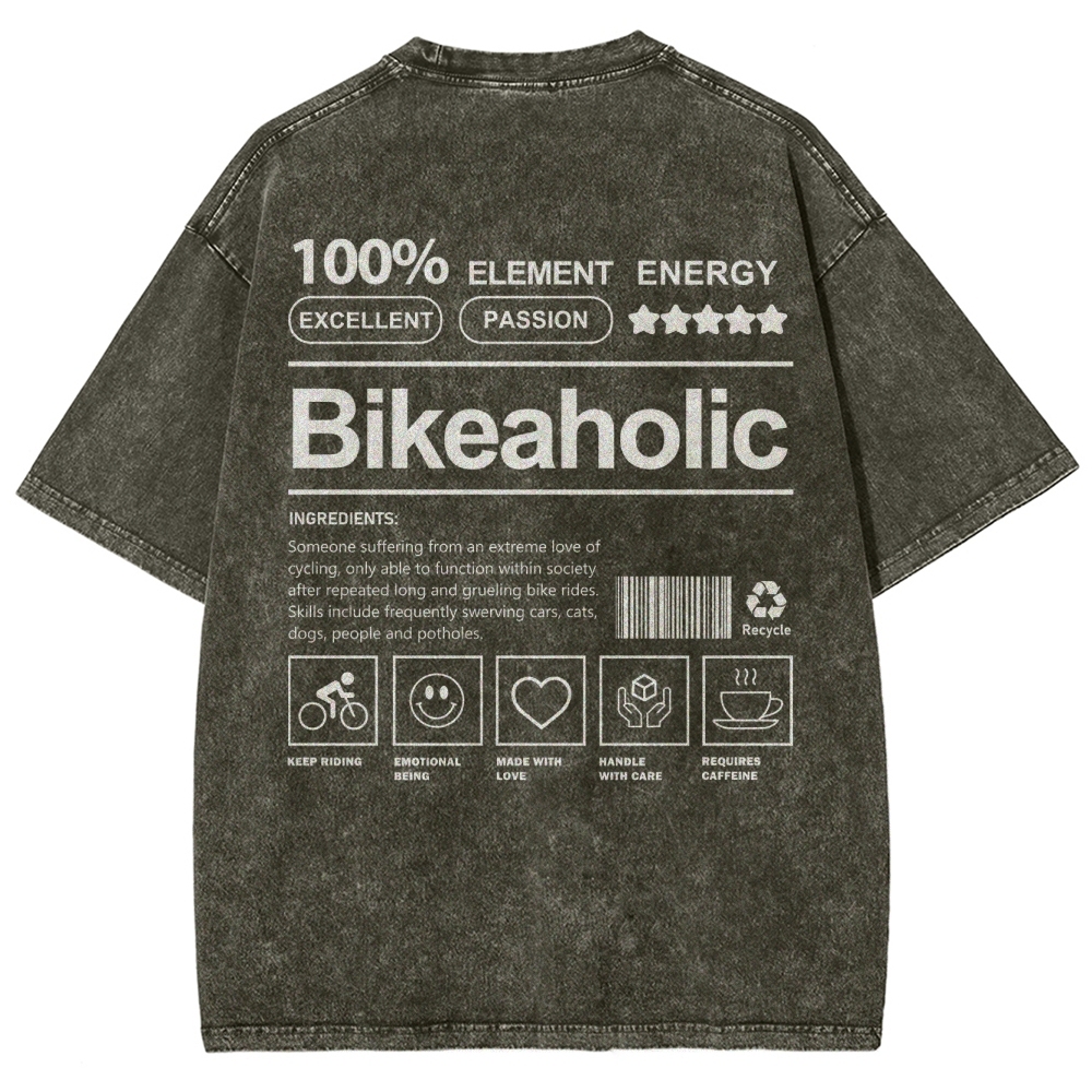 Bikeaholic Unisex Fit Washed T-Shirt-moweekender