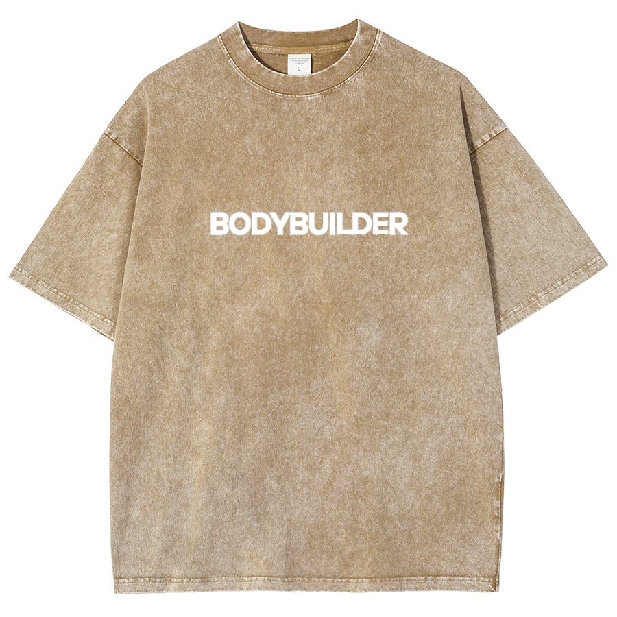 Body Builder Unisex Fit Washed T-Shirt-moweekender