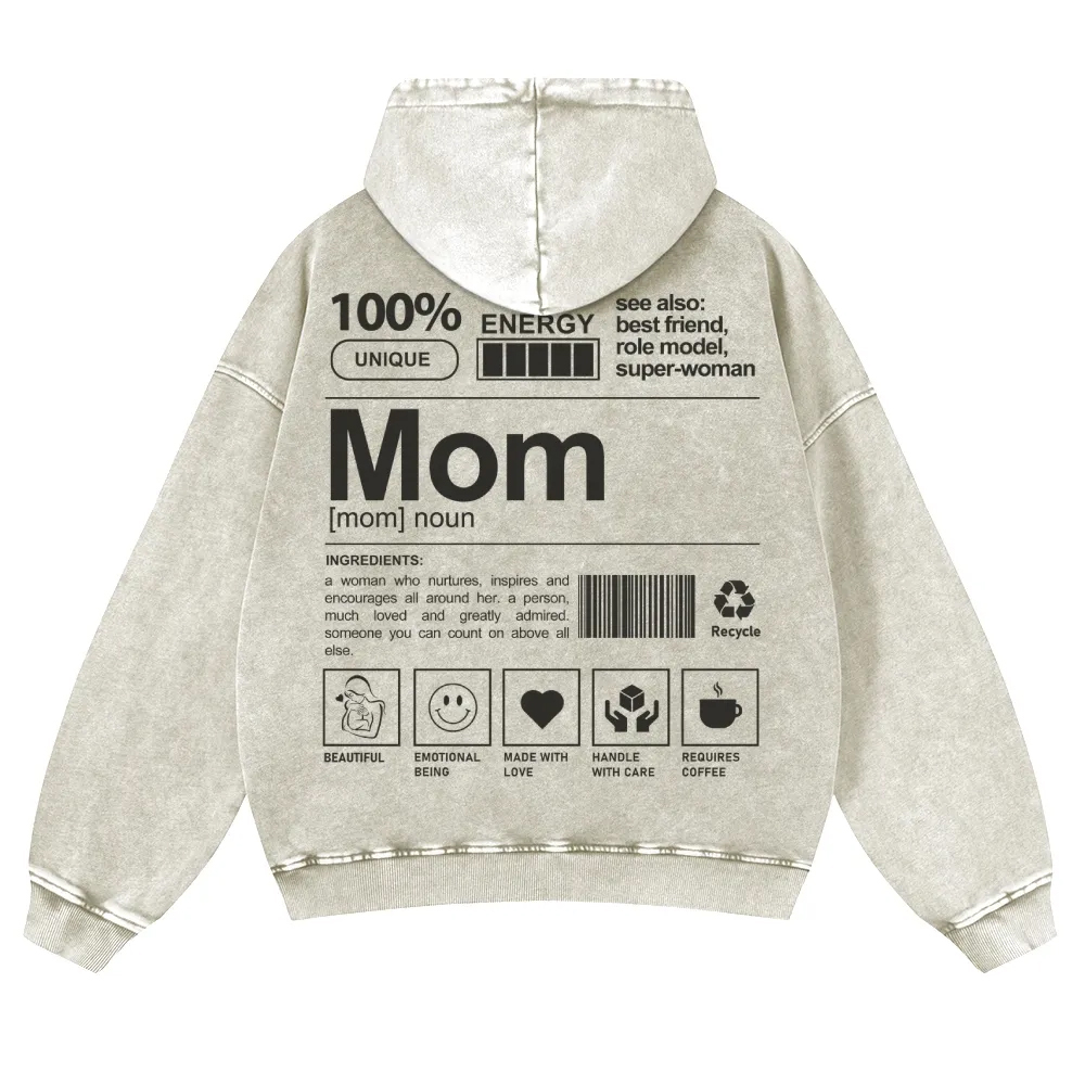 Mom Printed Vintage Washed Hoodie-moweekender