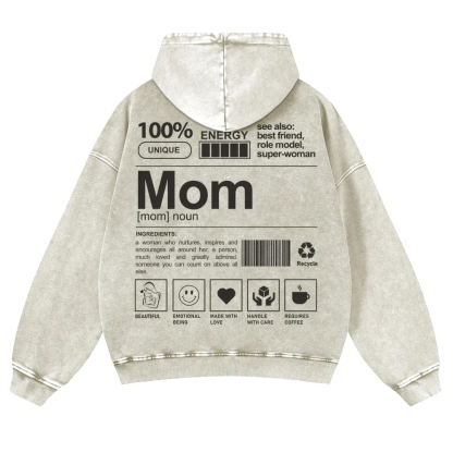 Mom Printed Vintage Washed Hoodie-moweekender