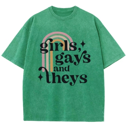 Girls Gays And Theys Vintage Snowflake Washed T-Shirt-moweekender