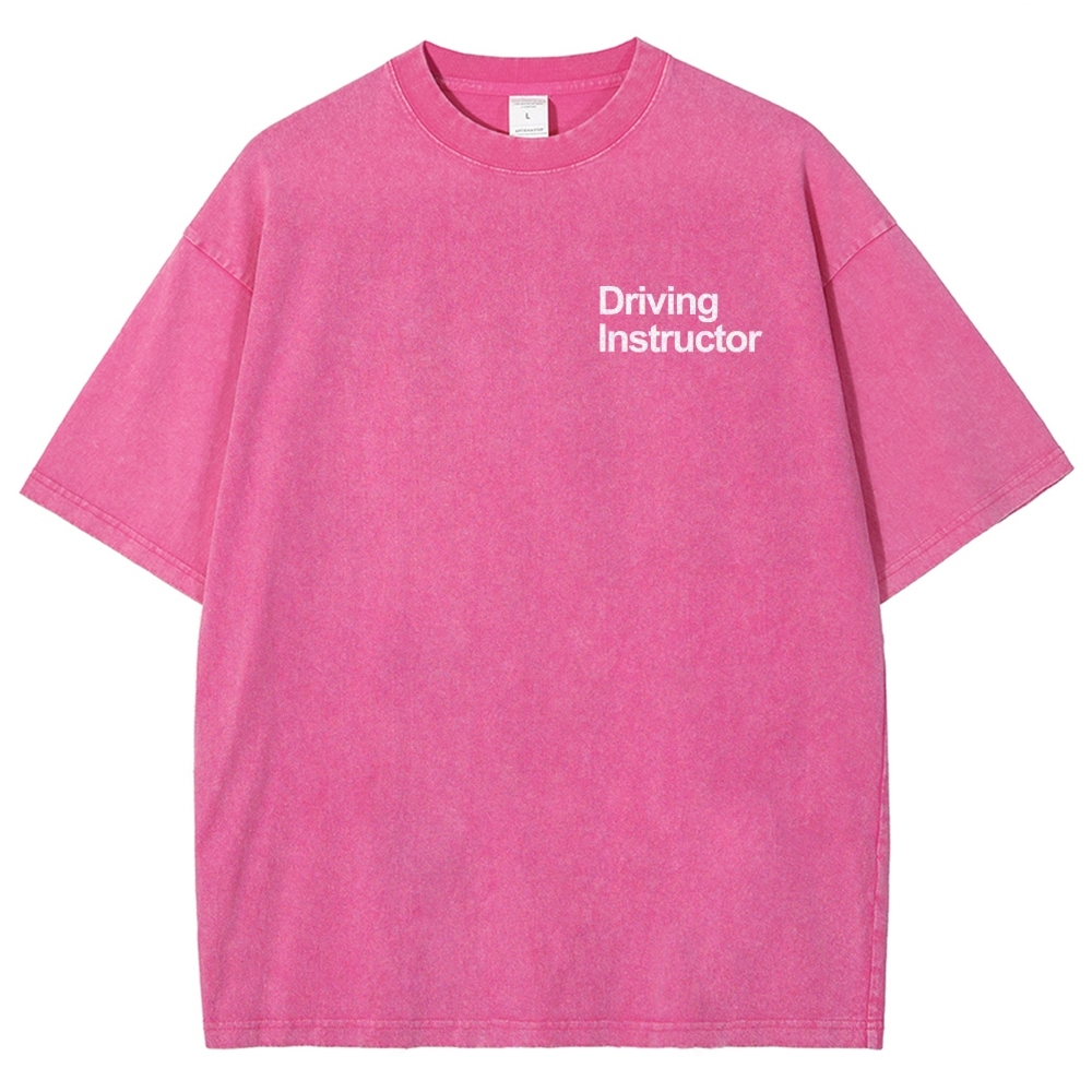 Driving Instructor Pattern Washed Vintage Short Sleeves T-Shirt-moweekender