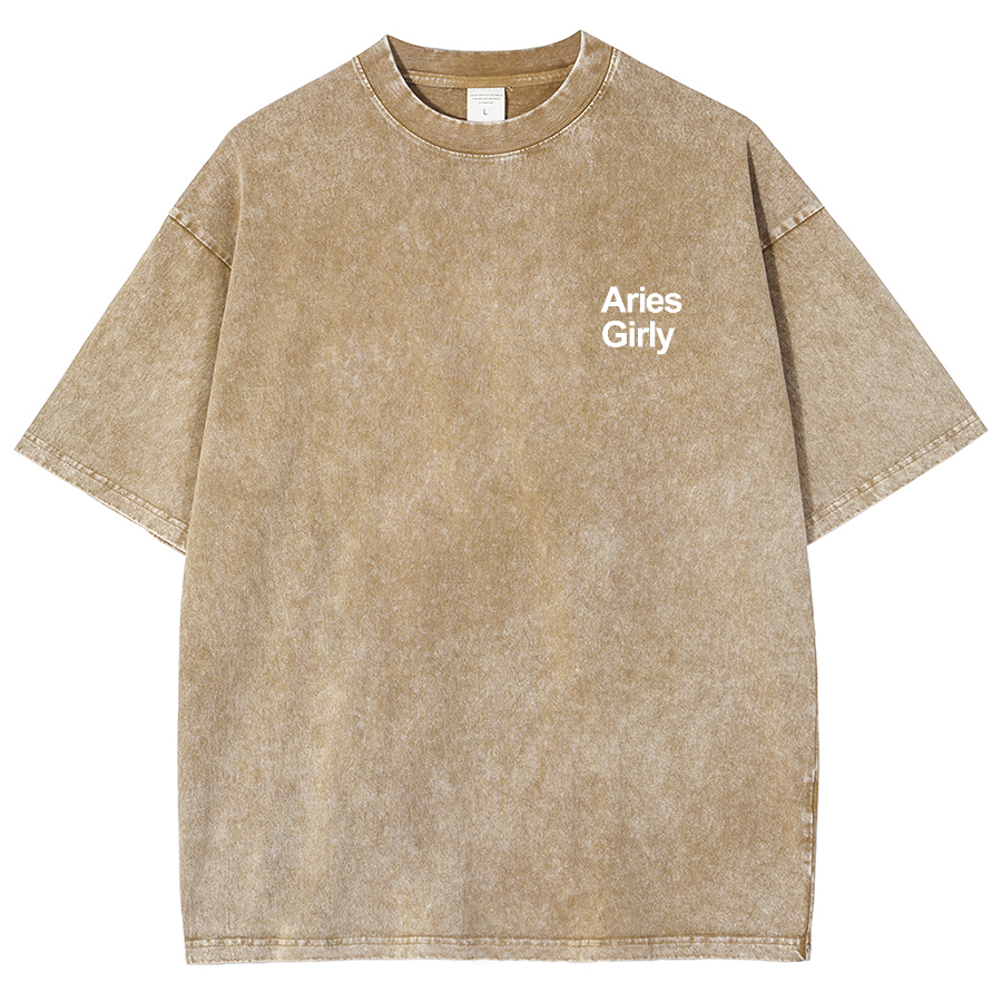 Aries Girly Unisex Fit Washed Oversized T-Shirt-moweekender
