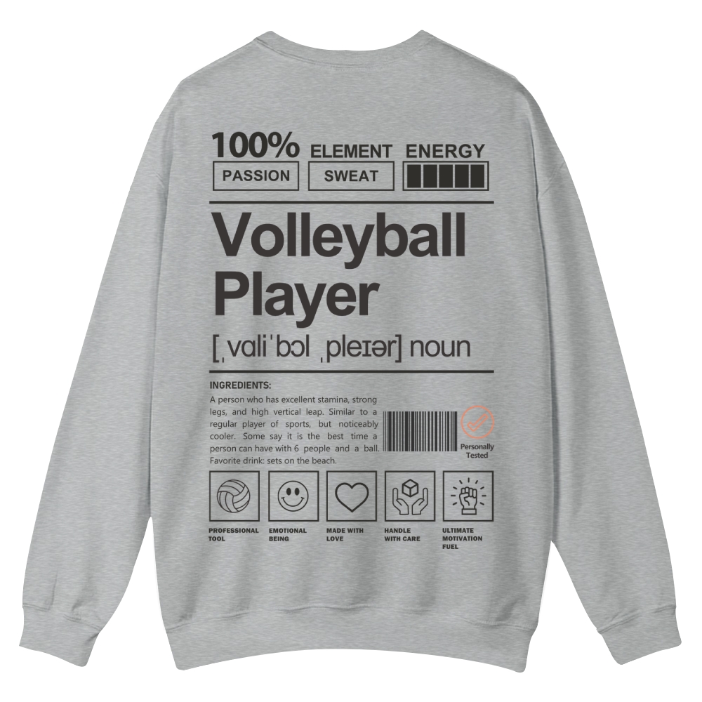 Volleyball Player Printed Crew Neck Sweatshirt-moweekender