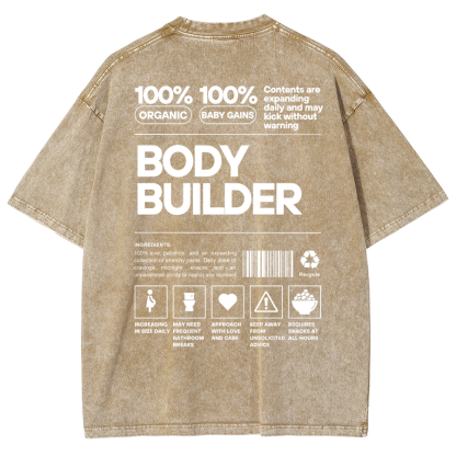 Body Builder Unisex Fit Washed T-Shirt-moweekender