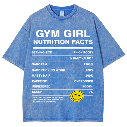 Gym Girly Nutrition Facts Unisex Fit Washed Oversized T-Shirt-moweekender