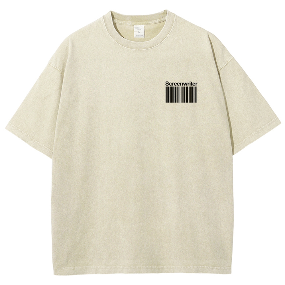 Screenwriter Pattern Washed Vintage Short Sleeves T-Shirt-moweekender