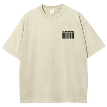 Screenwriter Pattern Washed Vintage Short Sleeves T-Shirt-moweekender