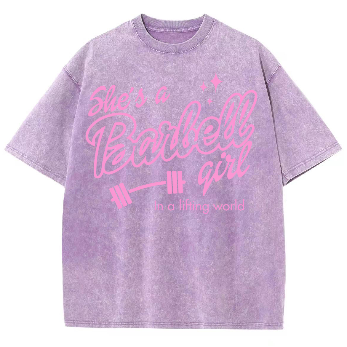 She Is A Barbell Qirl In A Lifting World Unisex Fit Washed Oversized T-Shirt-moweekender