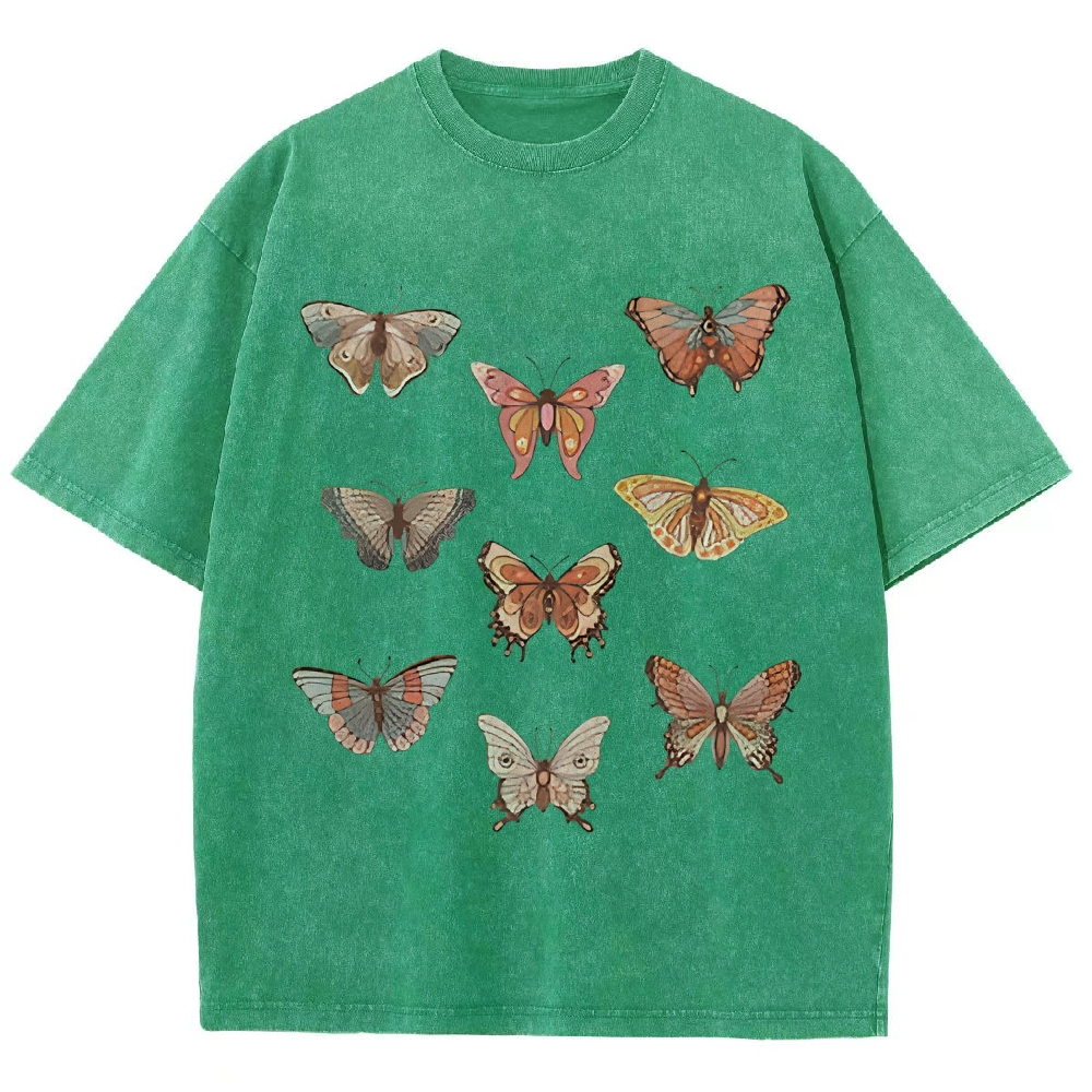 Butterfly Specimen Vintage Snowflake Washed T-Shirt-moweekender