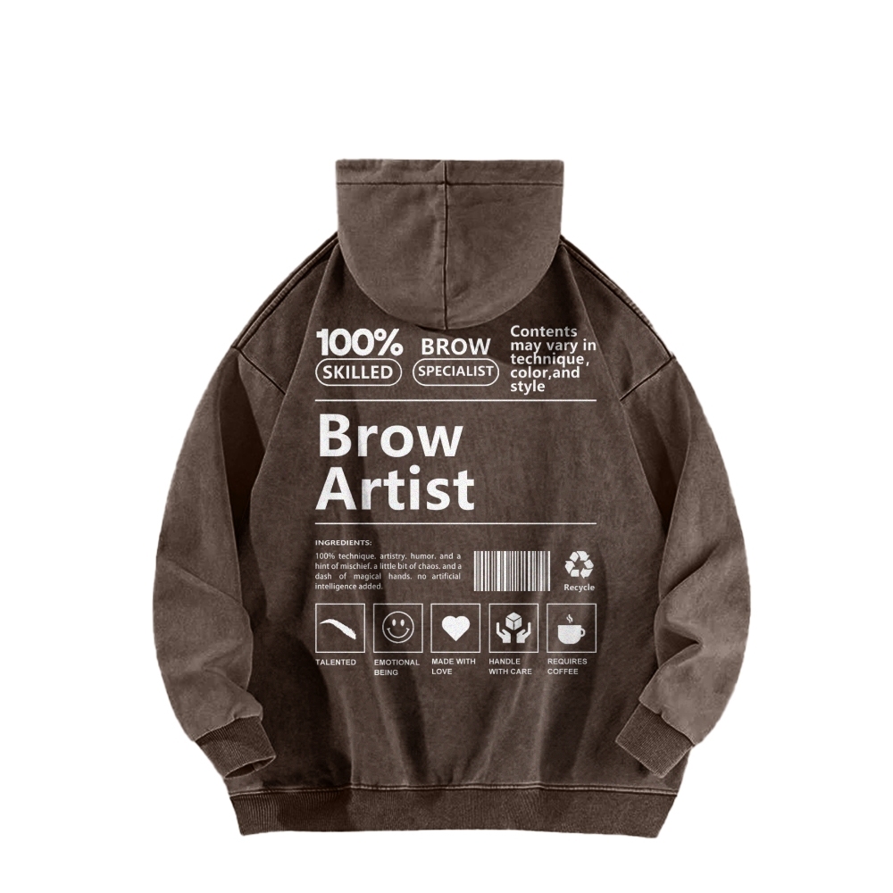 Brow Artist Casual Washed Hoodie-moweekender