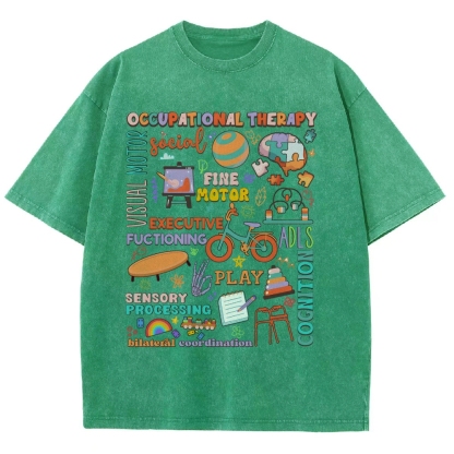 Occupational Therapist Unisex Fit Washed T-Shirt-moweekender