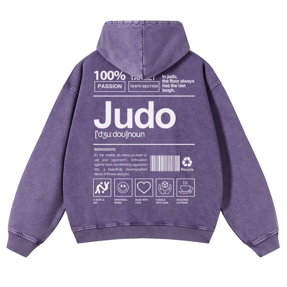 Judo Printed Vintage Washed Hoodie-moweekender