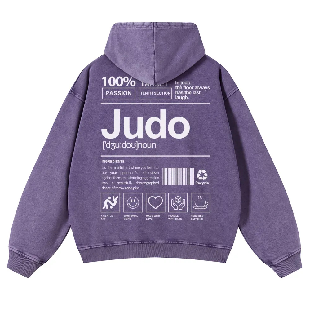 Judo Printed Vintage Washed Hoodie-moweekender