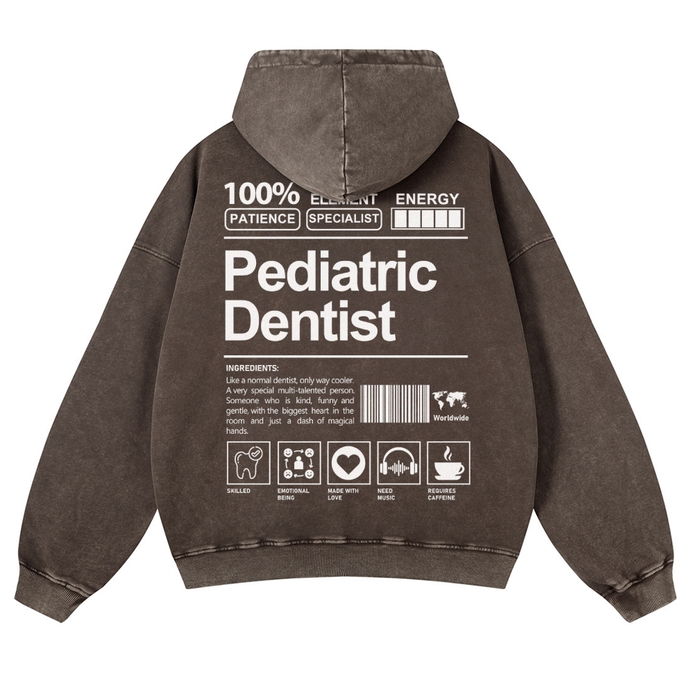 Pediatric Dentist Casual Washed Hoodie-moweekender