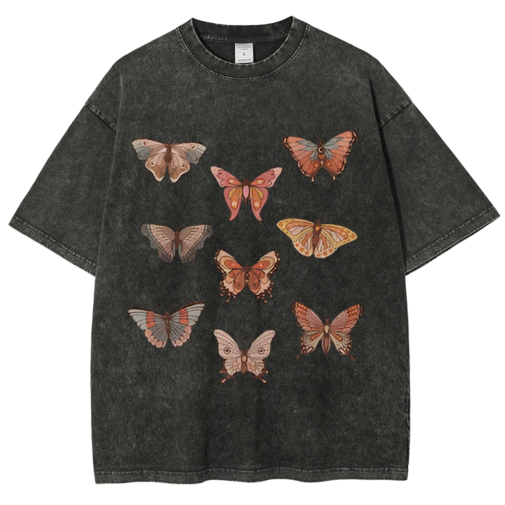 Butterfly Specimen Vintage Snowflake Washed T-Shirt-moweekender