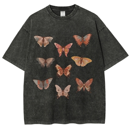 Butterfly Specimen Vintage Snowflake Washed T-Shirt-moweekender